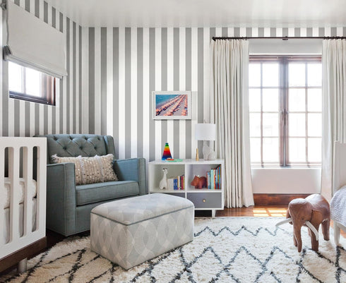 Erfoni Grey and White Striped Contact Paper, Peel and Stick Wallpaper for Livingroom Decor, 17.7"x118"