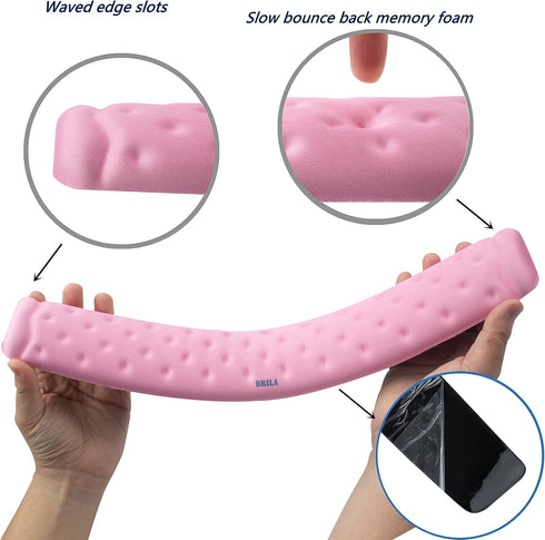 BRILA Ergonomic Memory Foam Keyboard Wrist Rest Support Pad Cushion for Computer, Laptop, Office Work, PC Gaming