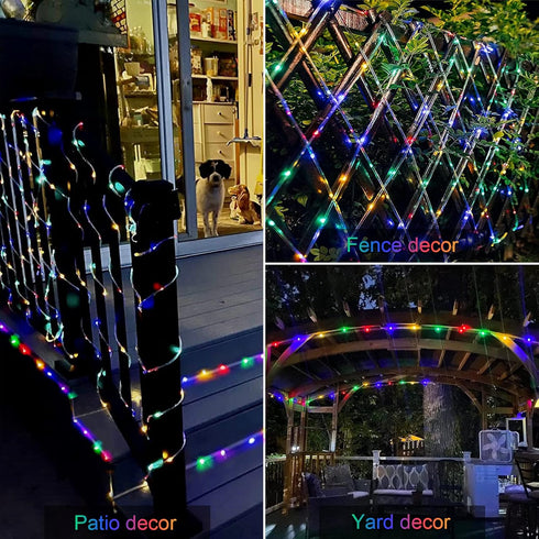 JMEXSUSS 200 LED Solar Rope Lights, 66ft Multicolor Trampoline Accessories, 8 Modes IP65 Waterproof Outdoor Lights