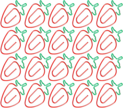 Strawberry Paper Clips, 20pcs Colorful Fruit Shaped Cute Paper Clips for Document Organizing, Coated Paper Clips Office