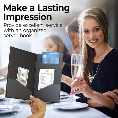 5.5" 10" 20 Pack, Gold Lion Gear Restaurant Check Presenters - Guest Check Card Holder with Gold Thank You Imprint - x