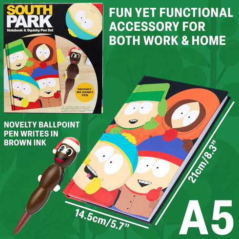 A5 Set, Set South Park and Mr Hankey Pen and Notebook Novelty Stationery - Funny Gifts for Men