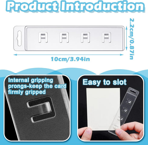 Sinmoe 10 Pack Clear Plastic Swipe Badge Holder ID Clips, Vertical Half Card with Gripper for Easy Slide Credit Name