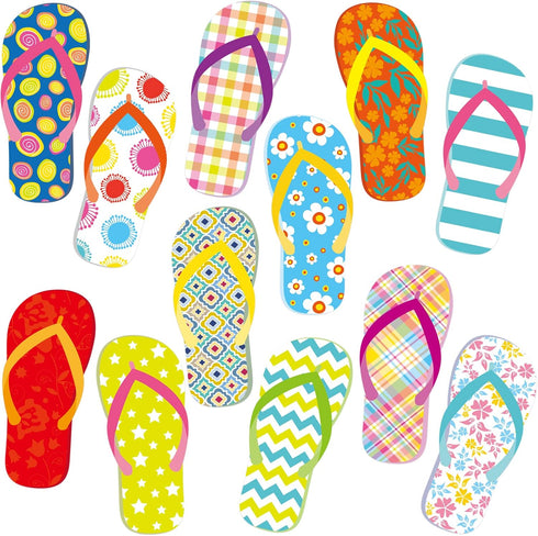 Fancy Land Flip-Flop Cutouts, Summer Bulletin Board Decorations for Back to School Classroom, 60Pcs