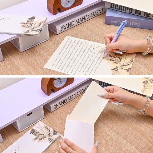 54Pcs Set, 4.3 8.2 BAYTORY Stationery Paper and Envelopes x Chinese Style Envelopes, Love Letter Papers Writing Kit