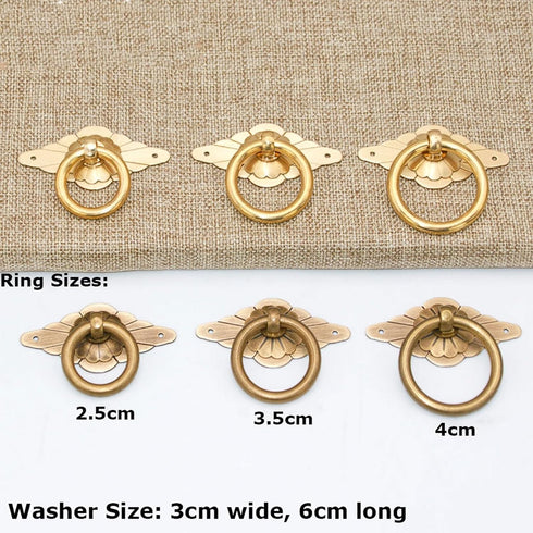 Hja Boutiques US Handle(Bronze,3.5cm,U-pin-Type) Chinese Antique Style Pure Copper Handles Brass Antique Bronze Round