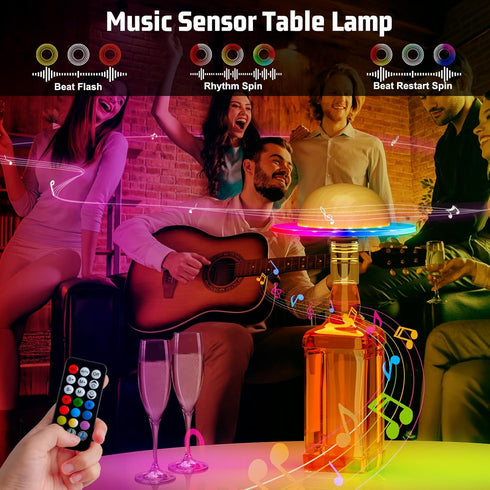 Dimmable (1 Pack) Nreonrick Wireless Bottle Lamp,RGB Table Lamp, Color Changing Desk Lamp, Music Sync Bedside Lamp