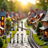 Tustao 10Pcs Black Mini Miniature Street Light Model, Railway Train Post Lamps Light Poles for Outside,Pole Black Lamp