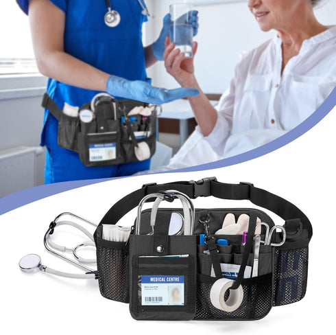 Pack Damero Nurse Fanny with Multi-Compartment, Nurse Tool Belt Utility Nurse Waist Bag with Medical Gear Pockets