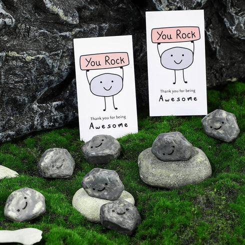 50 Sets Huwena Inspirational You Rock Employee Appreciation Gifts Smile Resin Stone with Thank You for Being Awesome