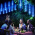 144LED 8 Meteor Shower Lights, Blue Holiday Outdoor Illumination with Tubes, Waterproof Hanging Display for Garden Yard