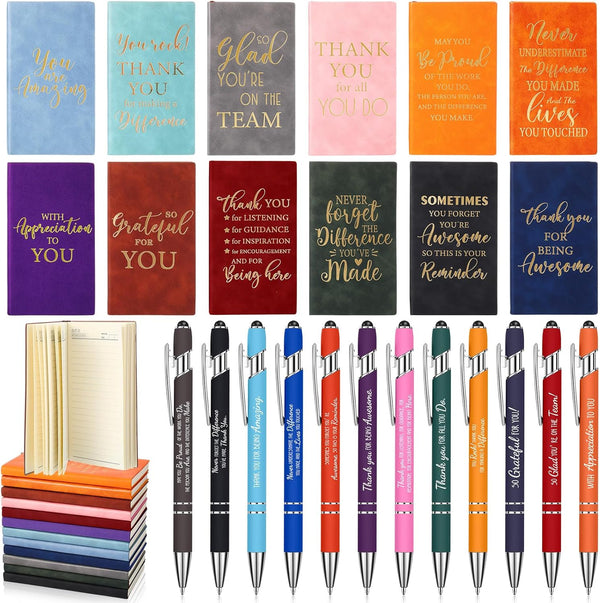 Yeaqee 24 Pcs Inspirational Gift Journals - A6 Leather Notebook Bulk for Employee Appreciation