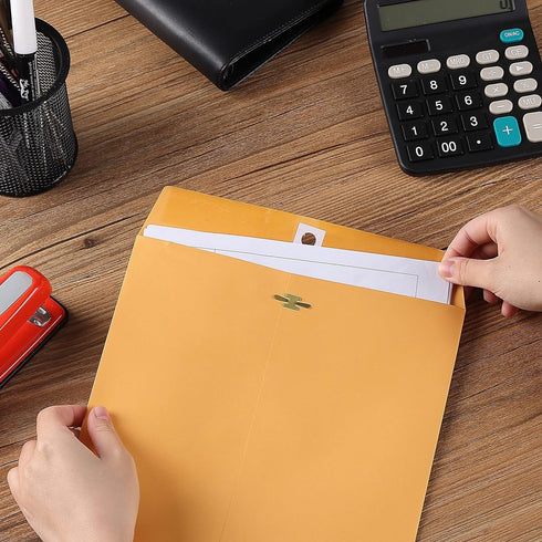 Clasp Envelopes, 11.5" x 14.5" Gummed Flap with Metal Clasp Closure, Perfect for Office, Home, School Use (5 Pack)