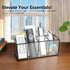 Desk Pencil Holder, Tempered Glass Pen Organizer, 3&4 Compartments, Black, for Office & School Supplies