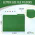 Green File Folders, 1/3-Cut Tabs, Letter Size, 12-Pack, Durable Office Filing Folders for Documents and Papers