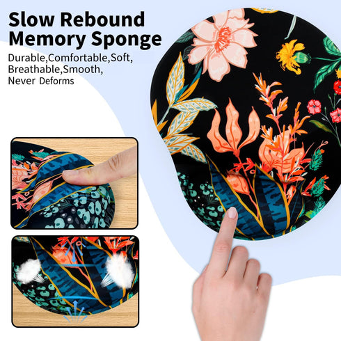 Ergonomic Mouse Pad with Wrist Support, Comfortable Non-Slip PU Base for Home Office Gaming and Pain Relief