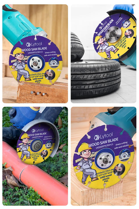 Lytool Wood Cutting Discs 4-1/2" for Angle Grinder, Woodworking Circular Saw Blade 7/8" Arbor for Wood, PVC, Rubber