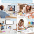 Office Desk Accessories, White 360° Pen Holder Desk Organizers with Tape Dispenser, Stapler, Remover, Staples, Ruler,