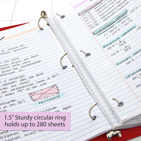 BAZIC 3 Ring Binder 1.5" Economy View Binders Organizer, Burgundy, Round Ring, Hold 280 Sheets