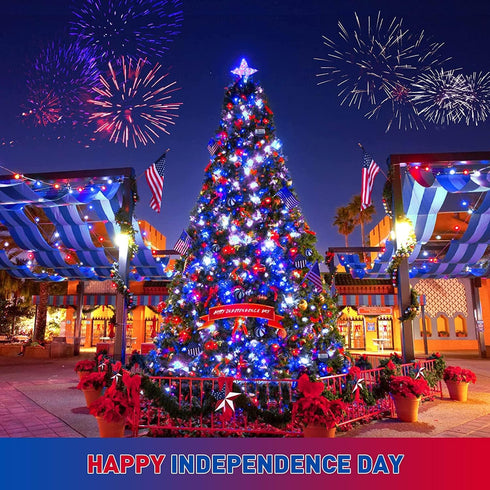 200 66ft 4th 8 4th JMEXSUSS LED Red White and Blue Lights Outdoor, Expandable Waterproof of July Lights, Modes