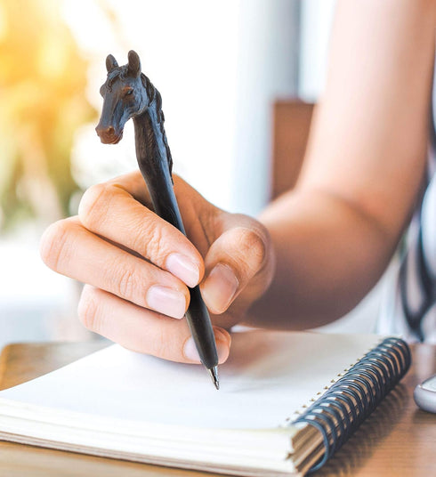 Planet Pens Horse Head Novelty Writing Pen, Cool Hand Ballpoint Pen with Unique Black Horse Head Design