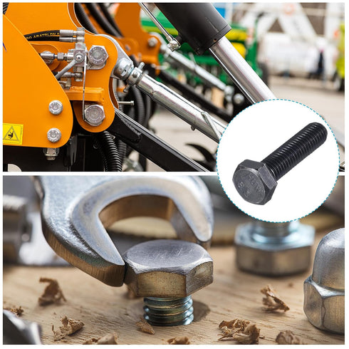 Hex Bolts 10Pcs (M10-1.5x40mm), 8.8 Grade Carbon Steel Fully Threaded Black Oxide Hex Head Screw for Furniture Repair