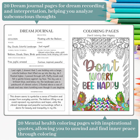91 Mental Health & Anxiety Journal, Days Mood Tracker Journal for Mindfulness, Self Care & Stress Relief, Guided CBT