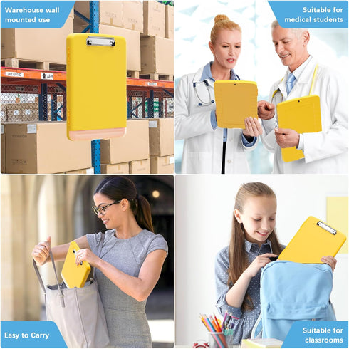 Hongri Plastic Clipboard with Storage, Heavy Duty Slim Clipboard for Work, Size 14 x 9.6 x 1.2 Inches, Yellow