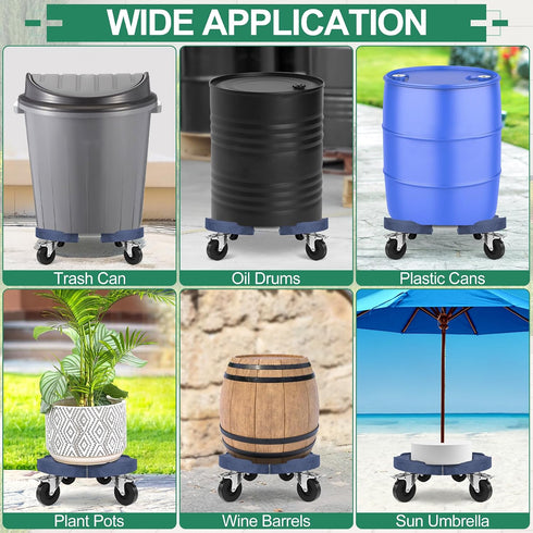 3 15-19 Inch 480 LBS 20, 32, 44, 55 1 Pack ToLanbbt Trash Can Dolly with in Upgraded Wheels, Adjustable Round Furniture