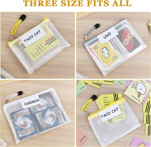 Card Game Storage Kit, Include Storage Box and 16pcs Mesh Zipper Bags, Organizer with Writable Stickers