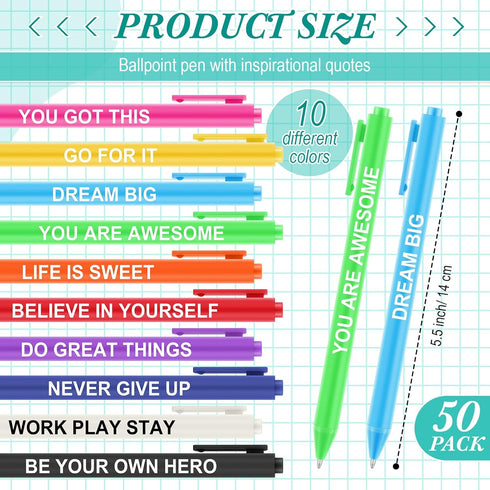 Sasylvia 150 Pcs Employee Appreciation Gift Set - Includes 50 Thank You Keychains and Inspirational Ballpoint Pens