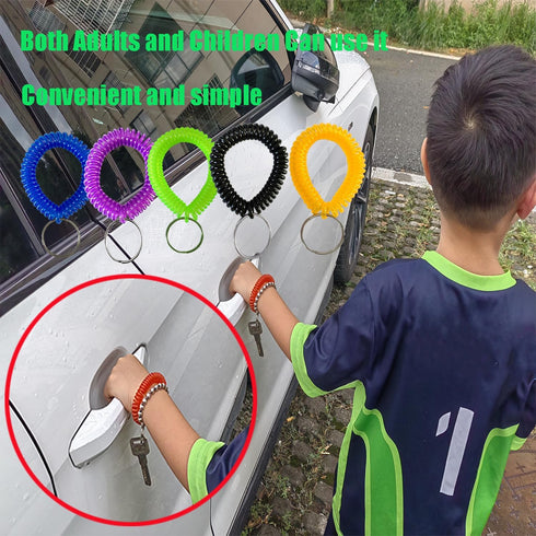 Pack of 60 Colorful Wrist Coil Keychain Wristband, Spiral Key Ring Bracelet Key Holder for Pool Gym ID Badge