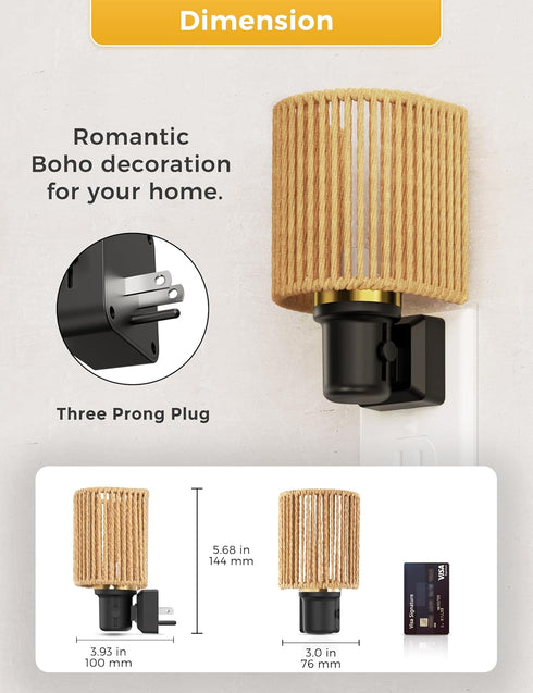 Dimmable 1Pack L LOHAS LED Night Lights Plug into Wall, Night Light with Light Sensor, Amber Boho Nightlight Plug