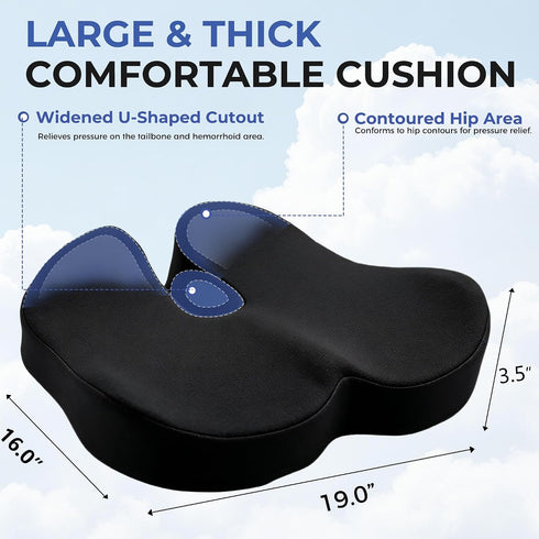 BANKQF Tailbone Seat Cushions for Office Chairs & Car, Ergonomic Memory Foam Seat Cushion with Breathable Holes