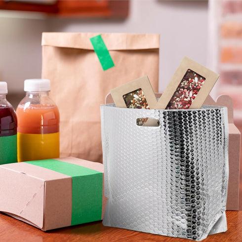 8 8 8 Inches. 10 Pack Frozen APQ Insulated Foil Bag with Handles, x x Thermal Bags for Food. Metallized Foil Insulated