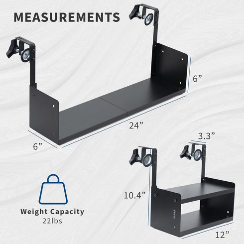 VIVO Single or Dual-Tier Hanging Shelf System, Black 12 or 24 inch Shelves for Home and Office Storage Display