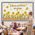 Sunflower Bulletin Board Decoration Set, Summer Sun Flower Cutouts with Motivational Sayings, Butterflies, Fences for