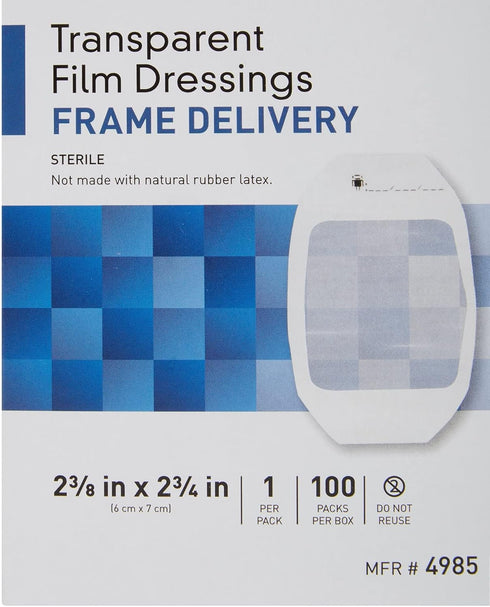2 3/8 2 3/4 100 Count, 1 Pack McKesson Transparent Film Dressing, Sterile, Frame Delivery, in x