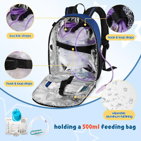 Backpack 500ml LUXJA Feeding Tube Fits Bag and Enteral Feeding Pump (Compatible with EnteraLite Infinity and Kangaroo