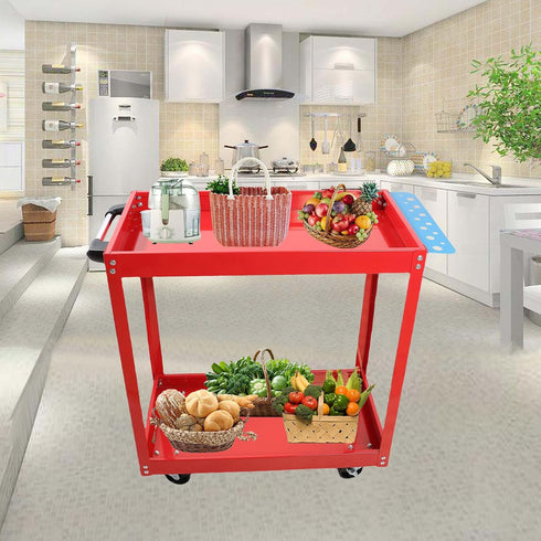 Majnesvon 2 450 LBS 1) Tier Metal Utility Cart on Wheels, Rolling Tool Carts with Lockable Wheels & Ergonomic Handle