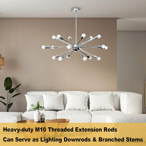 8 M10 180 Pieces Threaded Extension Poles Lighting Fixture Downrods Stems & Degrees Sloped Ceiling Adapter Kits