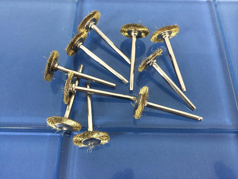 TEMO 10 pc Brass Rotary 3/4 Inch Flat Wire Brush Wheel #535 with 1/8 Inch Shank for Dremel Rotary Tools by TEMO