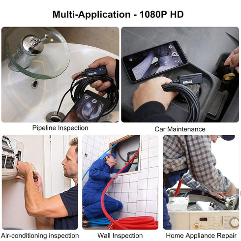 NIDAGE Wireless Endoscope Camera with Light, HD Waterproof WiFi Borescope, Flexible 5.5MM for Android and iOS