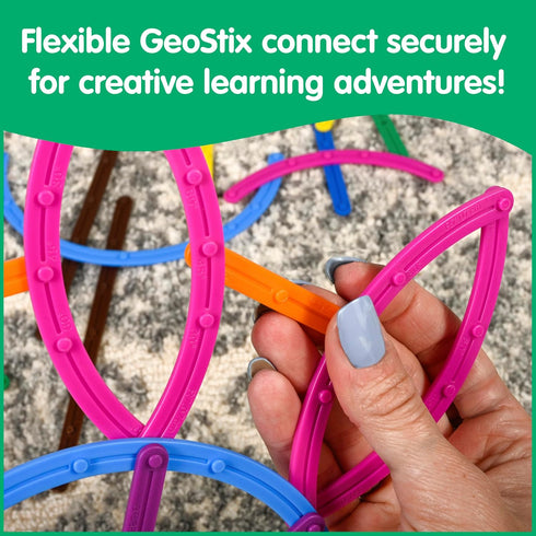 Set 100 2 edxeducation GeoStix Deluxe | Teach Geometry | Construction Sticks, Protractors, Activity Cards |