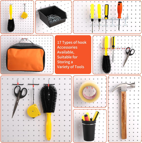 240PCS Pegboard Hooks Assortment Organizer Kit with Pegboard Bins and Cups for Garage Wall Organization
