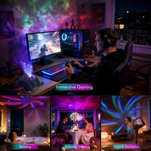Rossetta Dual Lens Galaxy Projector, Star Projector for Bedroom with White Noise & Bluetooth Speaker, Remote, Timer