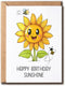 MABSDesigns Happy Birthday Sunshine Card - Sunflower And Bees Card - Happy Birthday