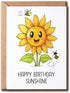 MABSDesigns Happy Birthday Sunshine Card - Sunflower And Bees Card - Happy Birthday