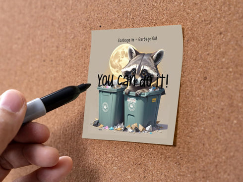 Butler in the Home Sticky Notes - 12 Pack 3"x3" with 50 Sheets Each, Cute Raccoon in Garbage Can Design