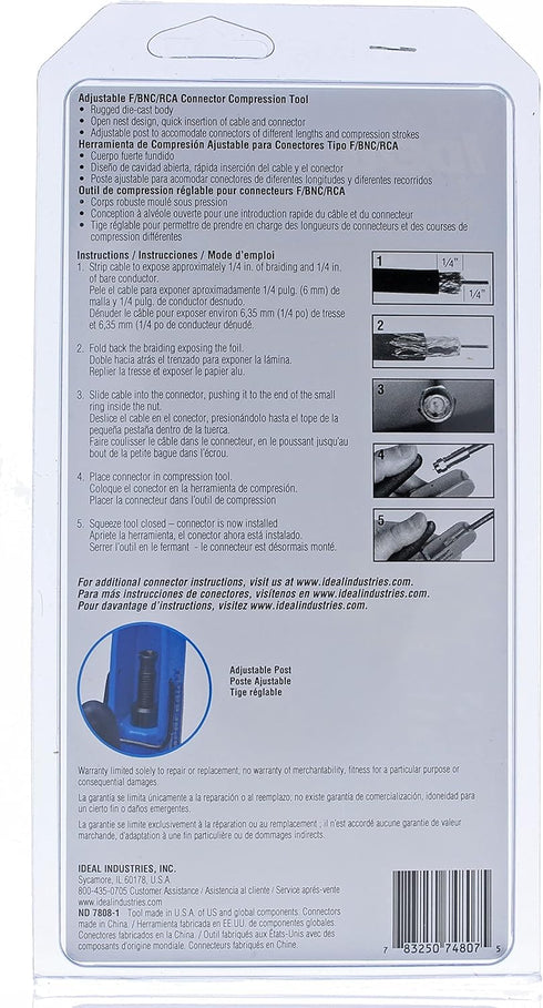 LinearX3 Coax Compression Tool for F/BNC/RCA connectors by IDEAL Electrical